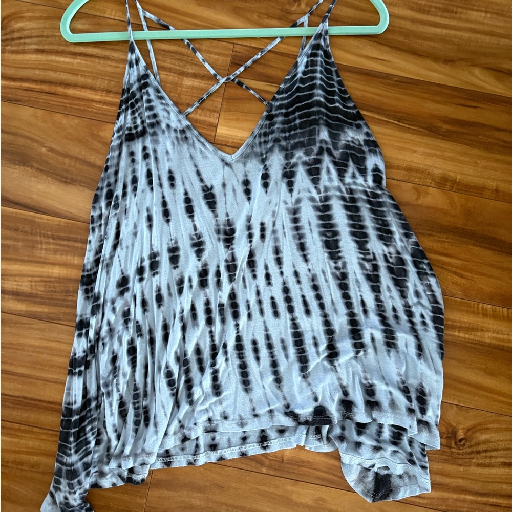 Fighting Eel Black and White Asymmetrical Camisole